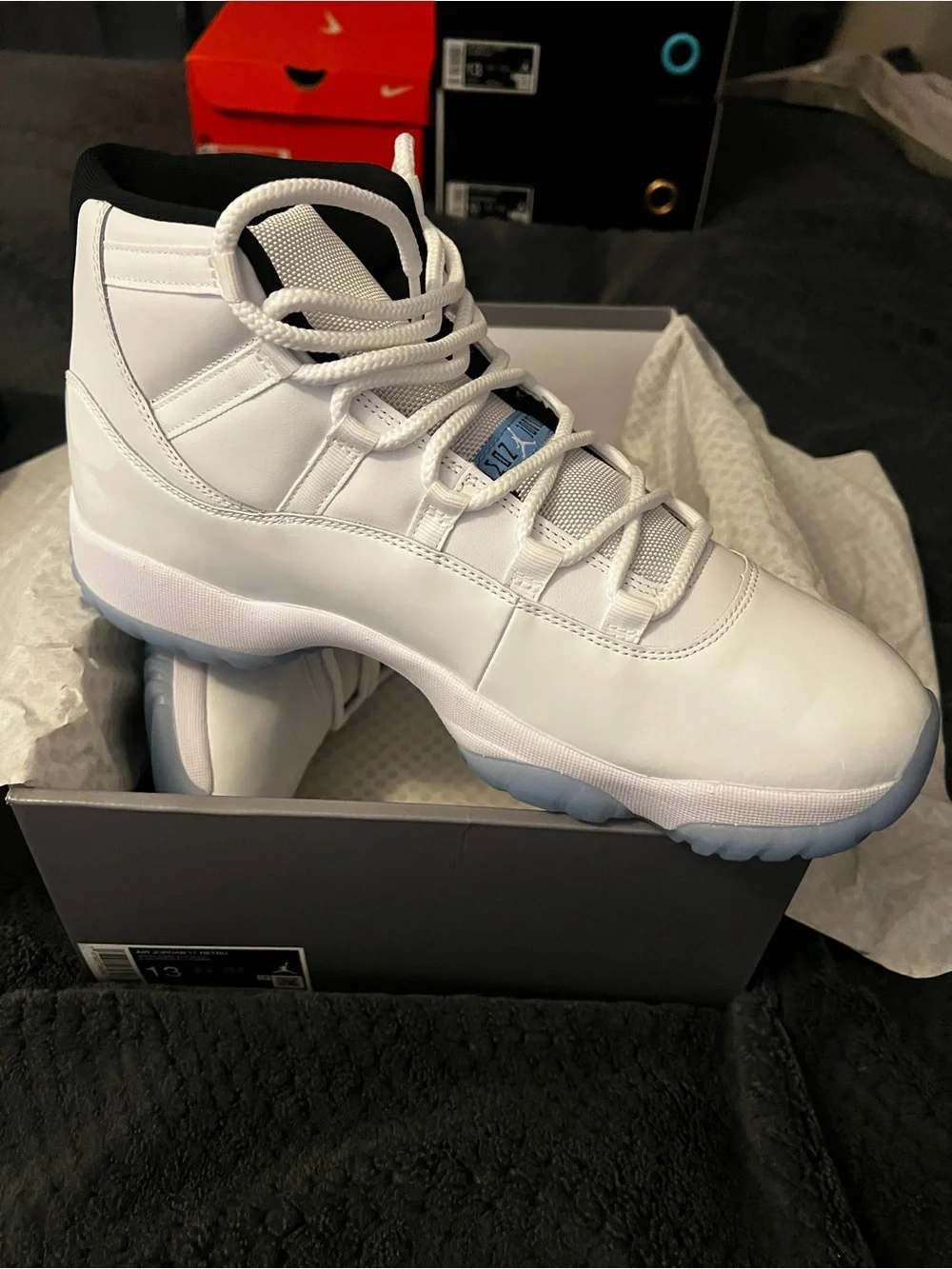 Jordan 11 Retro Men’s White/Icy Blue High-Top Sneakers